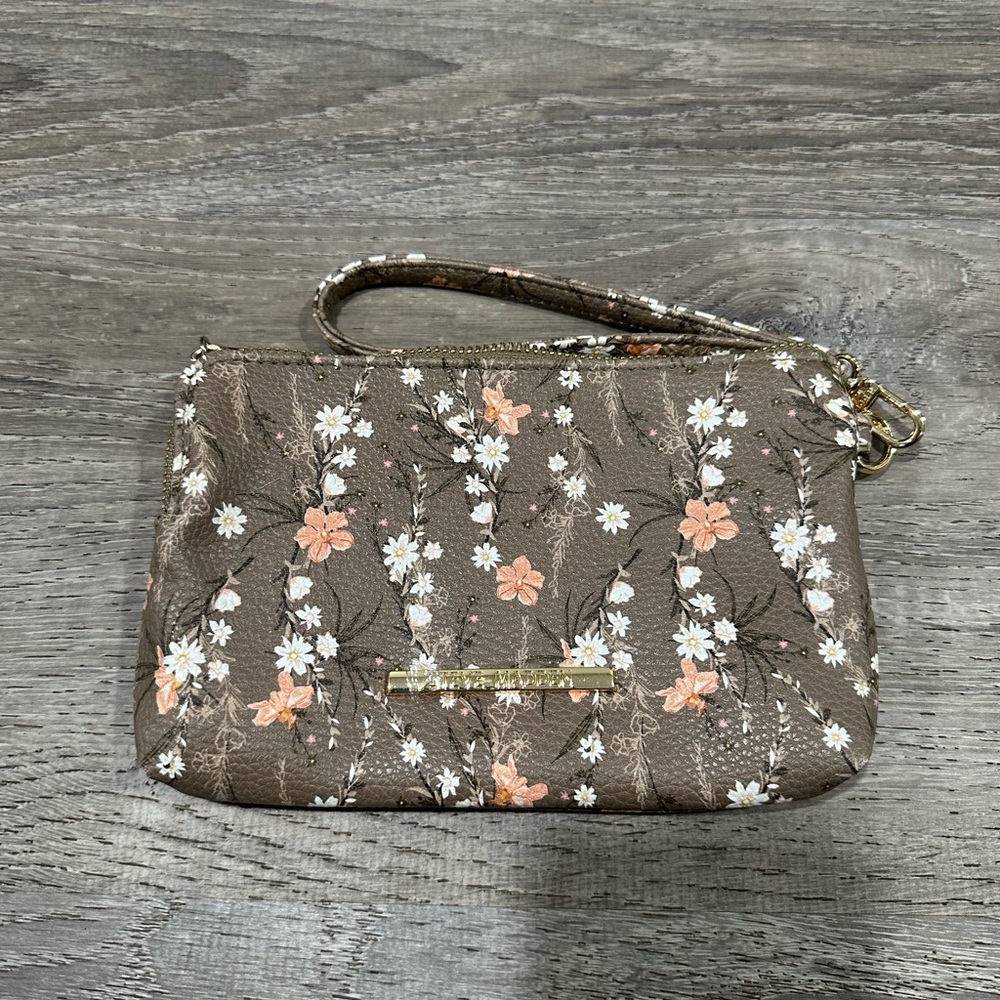 Steve Madden Brown Floral Wristlet